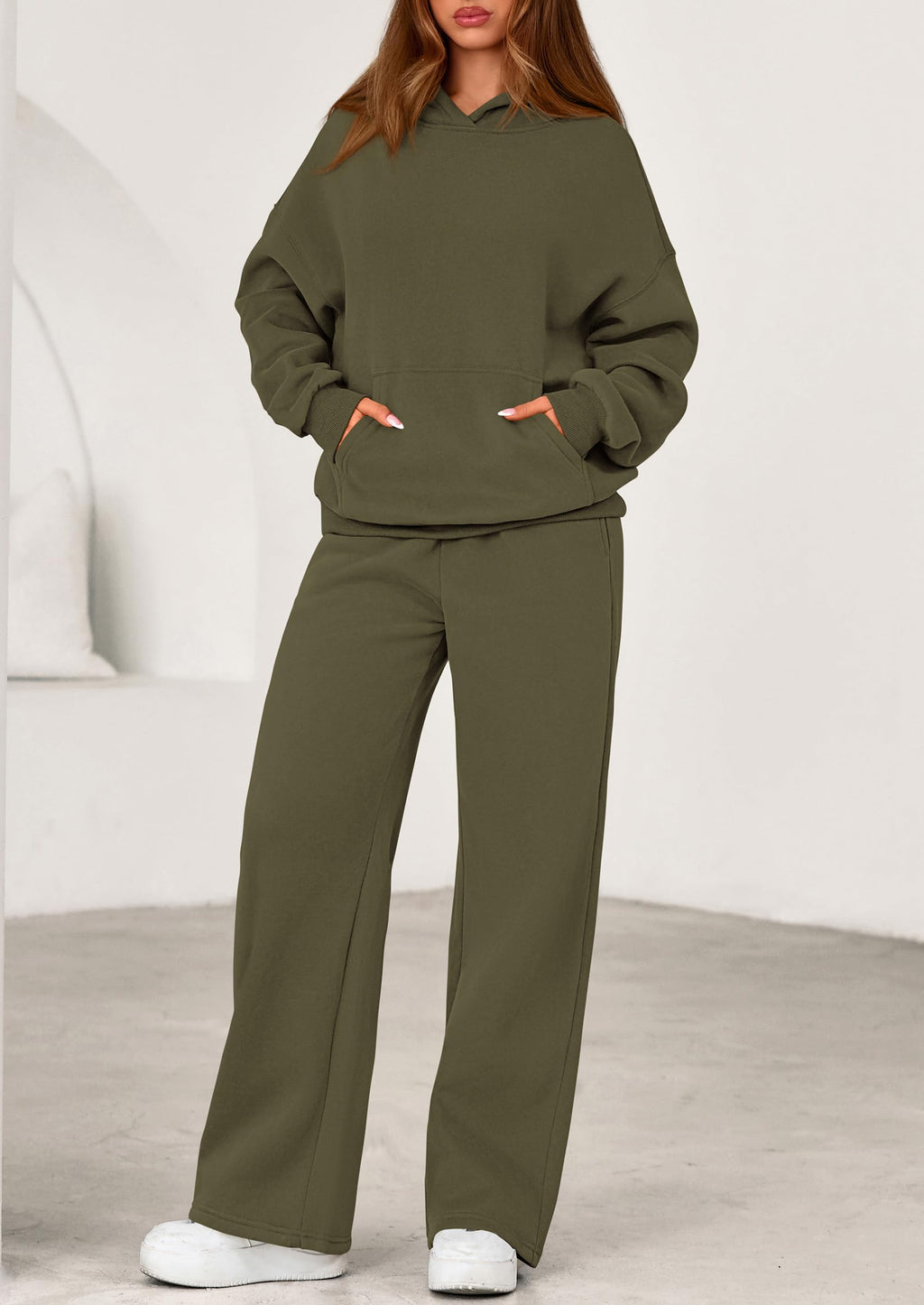 PRETTYGARDEN Women's 2 Piece Outfits Fall Sweatsuits Oversized Hoodies Wide Leg Sweatpants Tracksuits Lounge Matching Sets