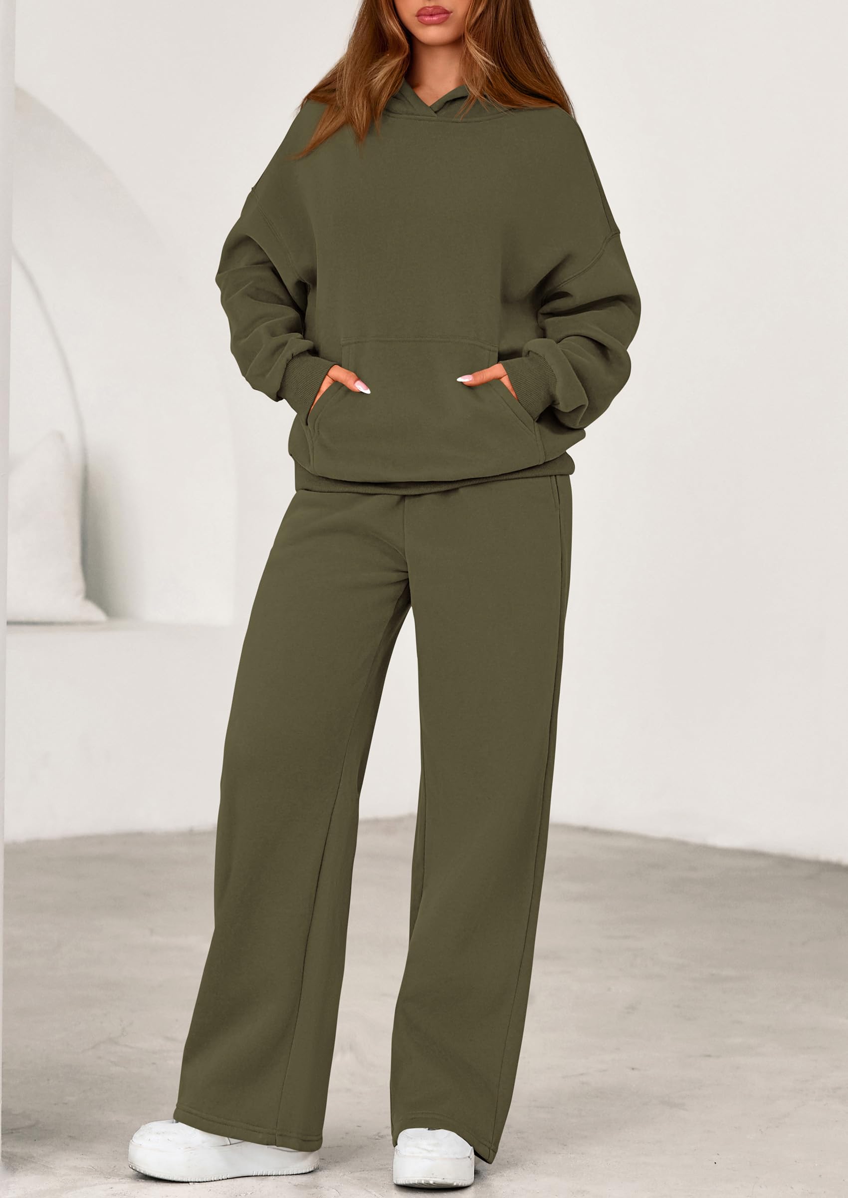PRETTYGARDEN Women's 2 Piece Outfits Fall Sweatsuits Oversized Hoodies Wide Leg Sweatpants Tracksuits Lounge Matching Sets