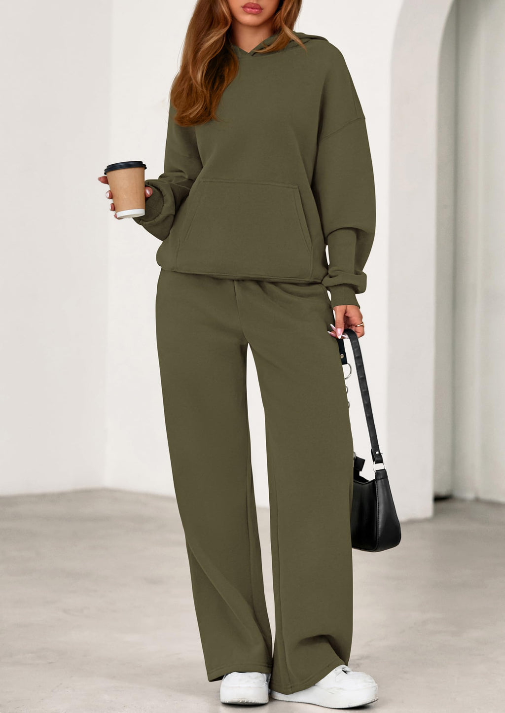 PRETTYGARDEN Women's 2 Piece Outfits Fall Sweatsuits Oversized Hoodies Wide Leg Sweatpants Tracksuits Lounge Matching Sets