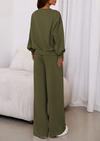 PRETTYGARDEN Womens 2 Piece Sets Long Sleeve Sweatshirt Wide Leg Pants Loose Matching Lounge Set Trendy Fall Outfits