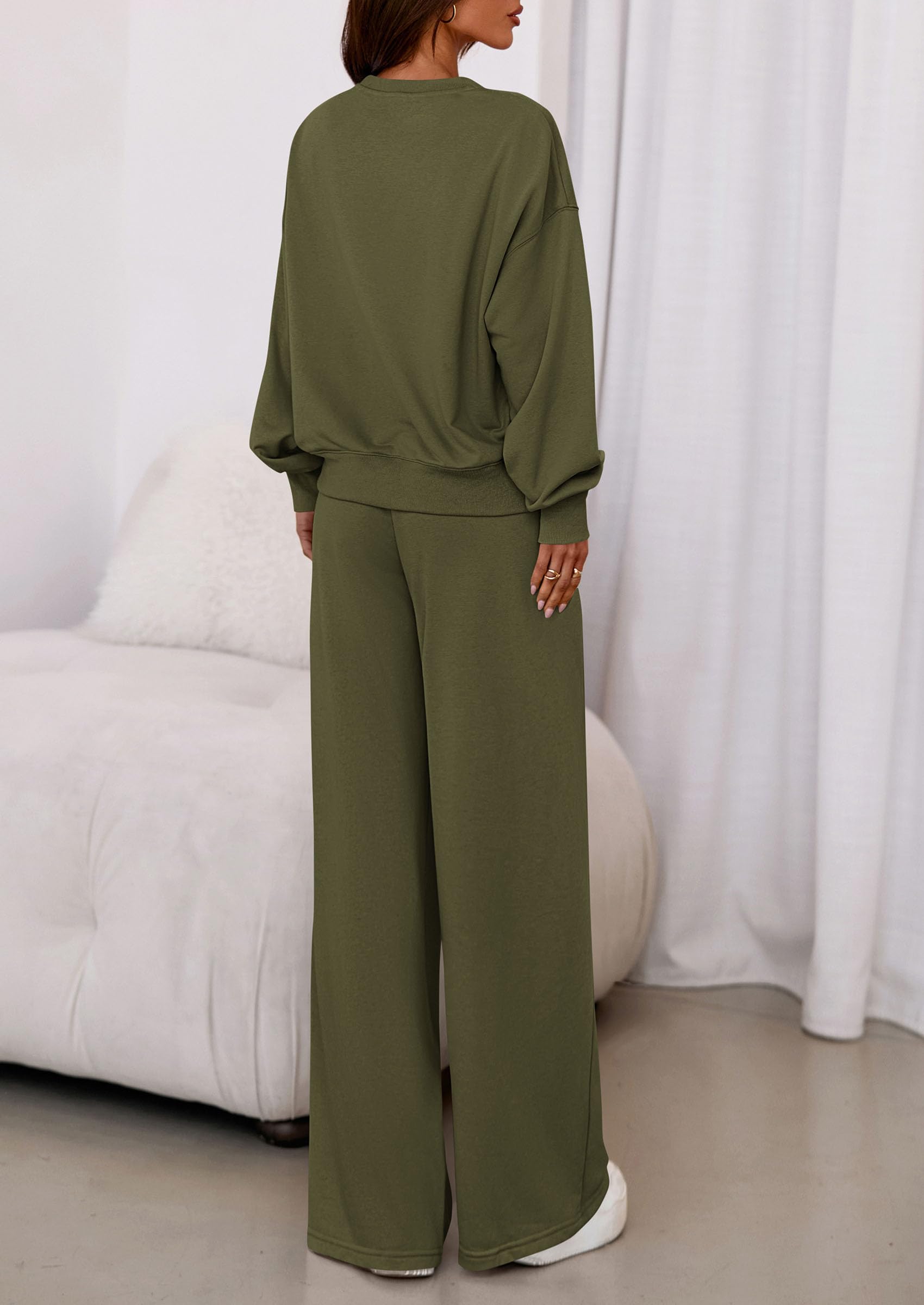 PRETTYGARDEN Womens 2 Piece Sets Long Sleeve Sweatshirt Wide Leg Pants Loose Matching Lounge Set Trendy Fall Outfits