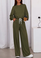 PRETTYGARDEN Womens 2 Piece Sets Long Sleeve Sweatshirt Wide Leg Pants Loose Matching Lounge Set Trendy Fall Outfits