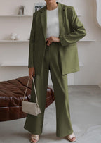 PRETTYGARDEN Women's Fall Two Piece Outfits Dressy Blazer Jacket and Wide Leg Pants Pockets Business Casual Office Suit Sets