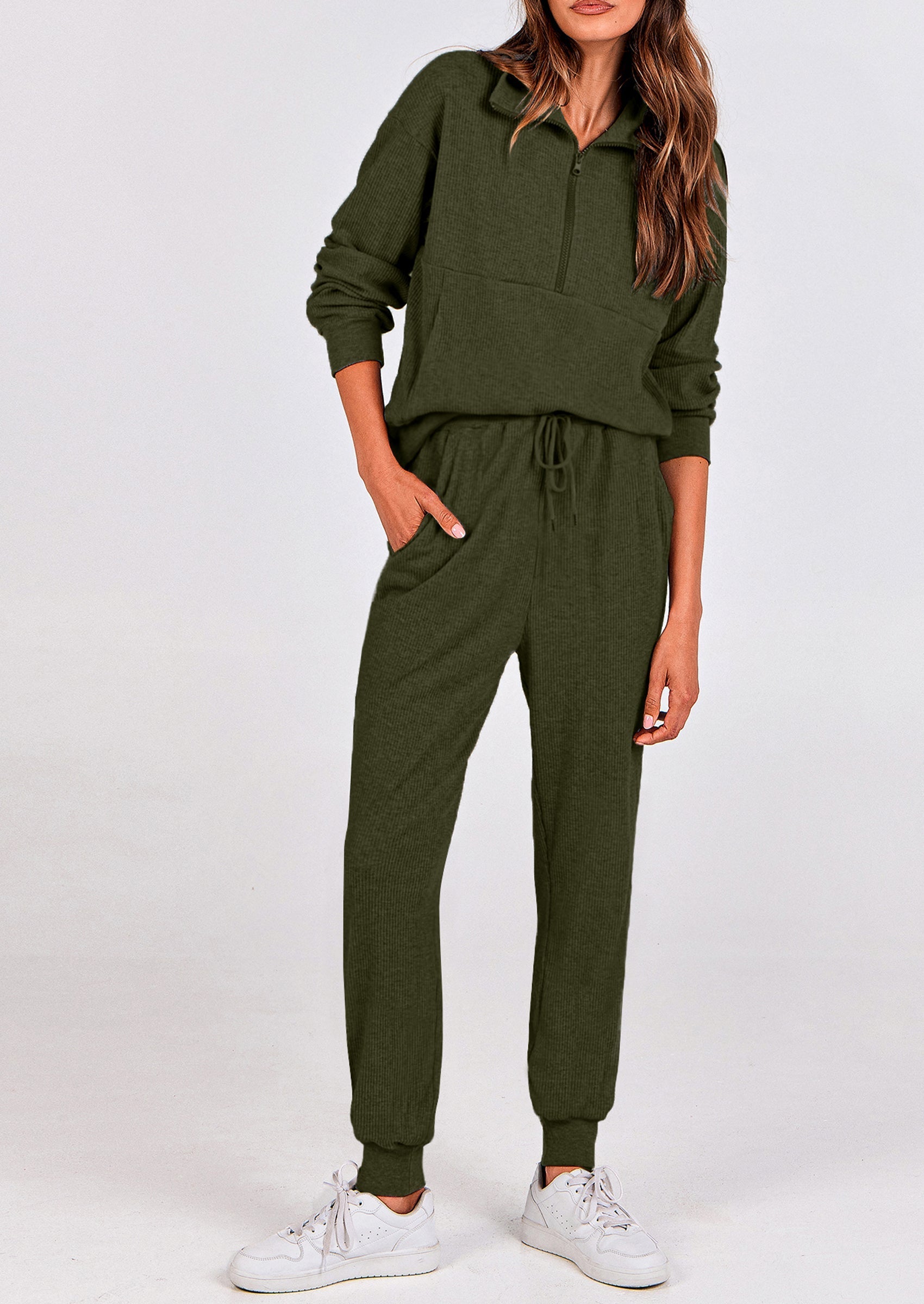 PRETTYGARDEN Women's Fall 2 Piece Lounge Sets Zip Up Sweatshirt Jogger Pants Sweat Track Suits Travel Outfit Winter Clothing