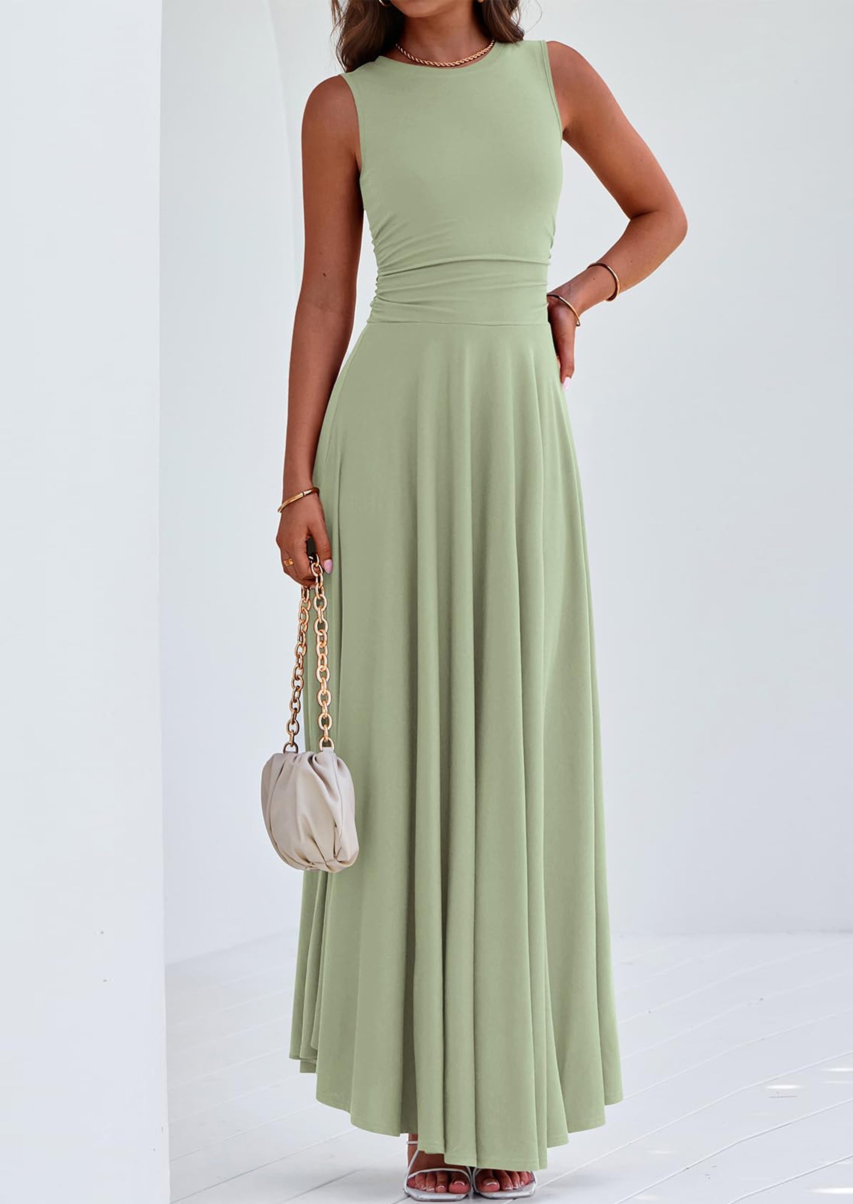 PRETTYGARDEN Womens Spring Dresses Casual Sleeveless Crewneck Aline Maxi Dress Stretch Tank Flowy Long Dresses