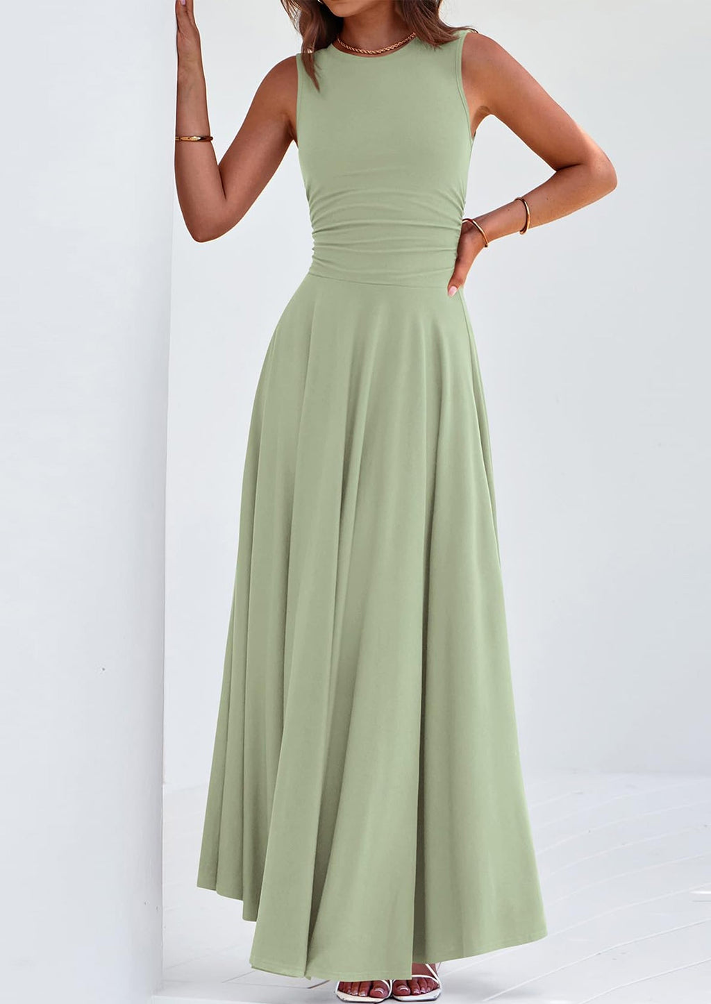 PRETTYGARDEN Womens Spring Dresses Casual Sleeveless Crewneck Aline Maxi Dress Stretch Tank Flowy Long Dresses