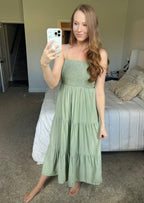 PRETTYGARDEN Women's Summer Maxi Dress Casual Boho Sleeveless Spaghetti Strap Smocked Tiered Long Beach Sundresses