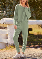PRETTYGARDEN Women's Fall 2 Piece Lounge Set Long Sleeve Tops Ribbed Pants Spring Matching Sweatsuit Travel Outfits Clothes