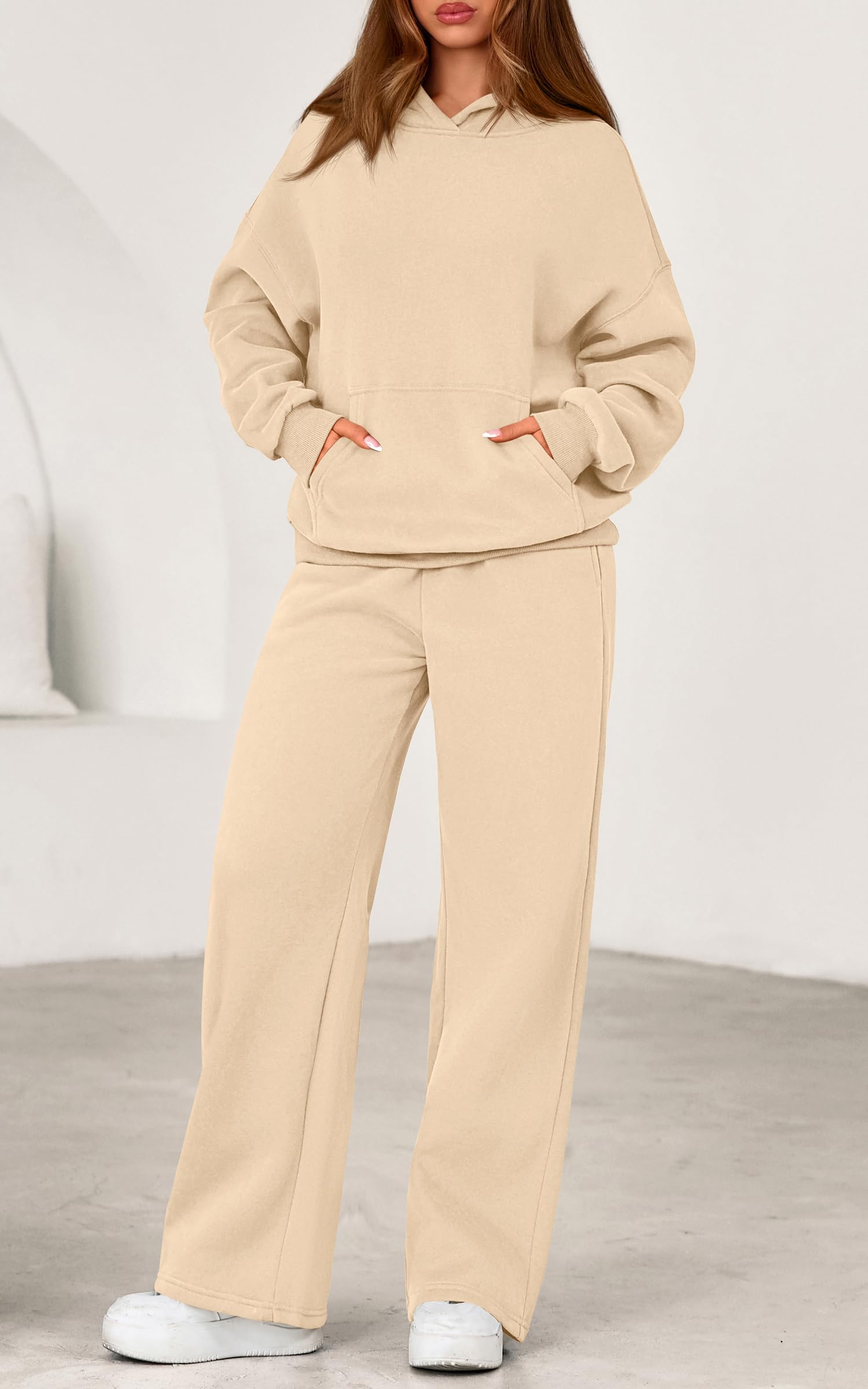 PRETTYGARDEN Women's 2 Piece Outfits Fall Sweatsuits Oversized Hoodies Wide Leg Sweatpants Tracksuits Lounge Matching Sets
