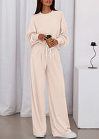 PRETTYGARDEN Womens 2 Piece Sets Long Sleeve Sweatshirt Wide Leg Pants Loose Matching Lounge Set Trendy Fall Outfits
