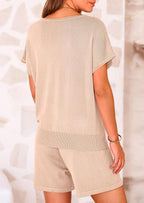 PRETTYGARDEN Two Piece Set for Women Summer Lounge Sets Shorts And Short Sleeve Tops Knitted Matching Travel Spring Outfits