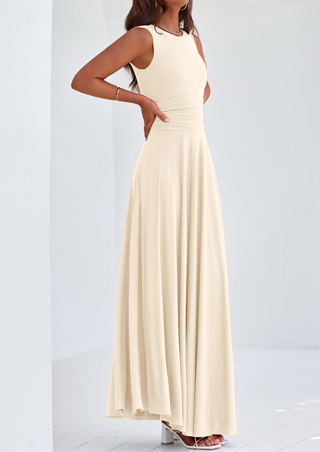 PRETTYGARDEN Womens Spring Dresses Casual Sleeveless Crewneck Aline Maxi Dress Stretch Tank Flowy Long Dresses