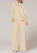 PRETTYGARDEN Womens Casual Two Piece Sets Fall Outfits Quarter Zip Sweatshirts Straight Leg Pants Sweatsuits Tracksuit