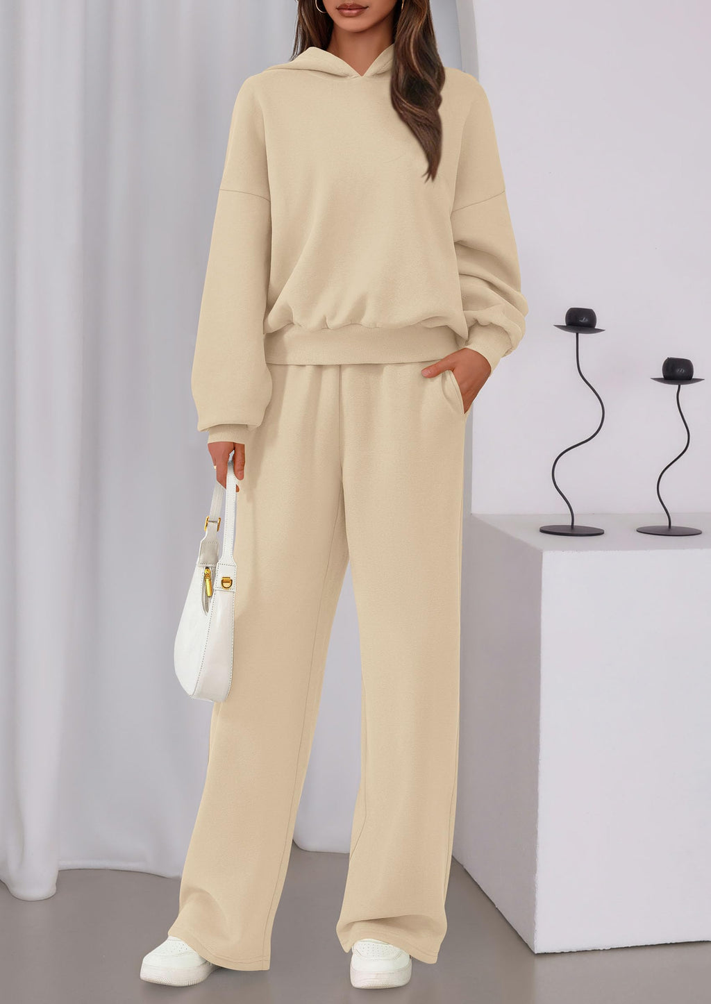 PRETTYGARDEN Womens Sweatsuits 2 Piece Set Casual Winter Long Sleeve Hoodie Loose Wide Leg Sweatpants Fall Tracksuit