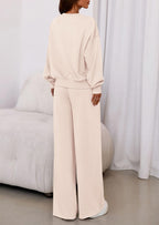 PRETTYGARDEN Womens 2 Piece Sets Long Sleeve Sweatshirt Wide Leg Pants Loose Matching Lounge Set Trendy Fall Outfits