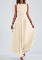 PRETTYGARDEN Womens Spring Dresses Casual Sleeveless Crewneck Aline Maxi Dress Stretch Tank Flowy Long Dresses