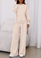 PRETTYGARDEN Womens 2 Piece Sets Long Sleeve Sweatshirt Wide Leg Pants Loose Matching Lounge Set Trendy Fall Outfits