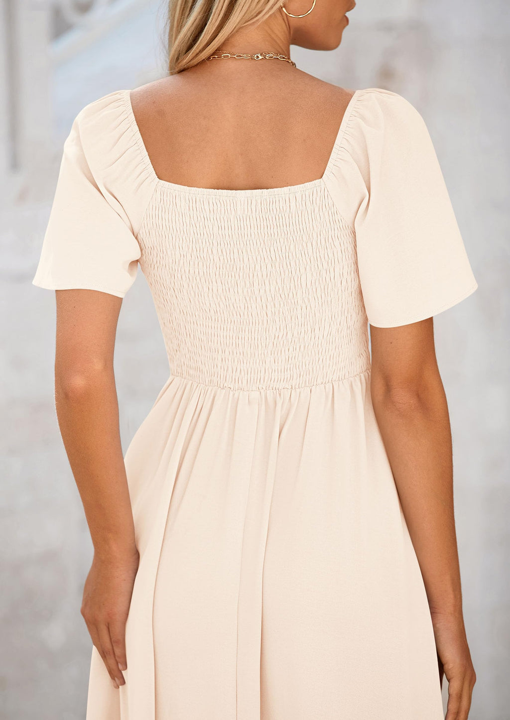 PRETTYGARDEN Summer Dress for Women Casual Short Sleeve Bow Tie V Neck Ruffle Midi Flowy Dresses