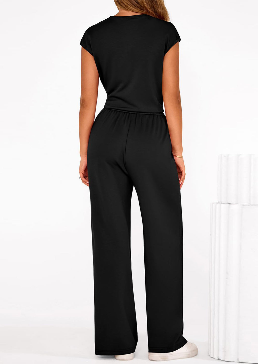 PRETTYGARDEN 2 Piece Matching Lounge Sets For Women Summer Short Sleeve Tie Front Crop Tops Casual Wide Leg Pants Tracksuit
