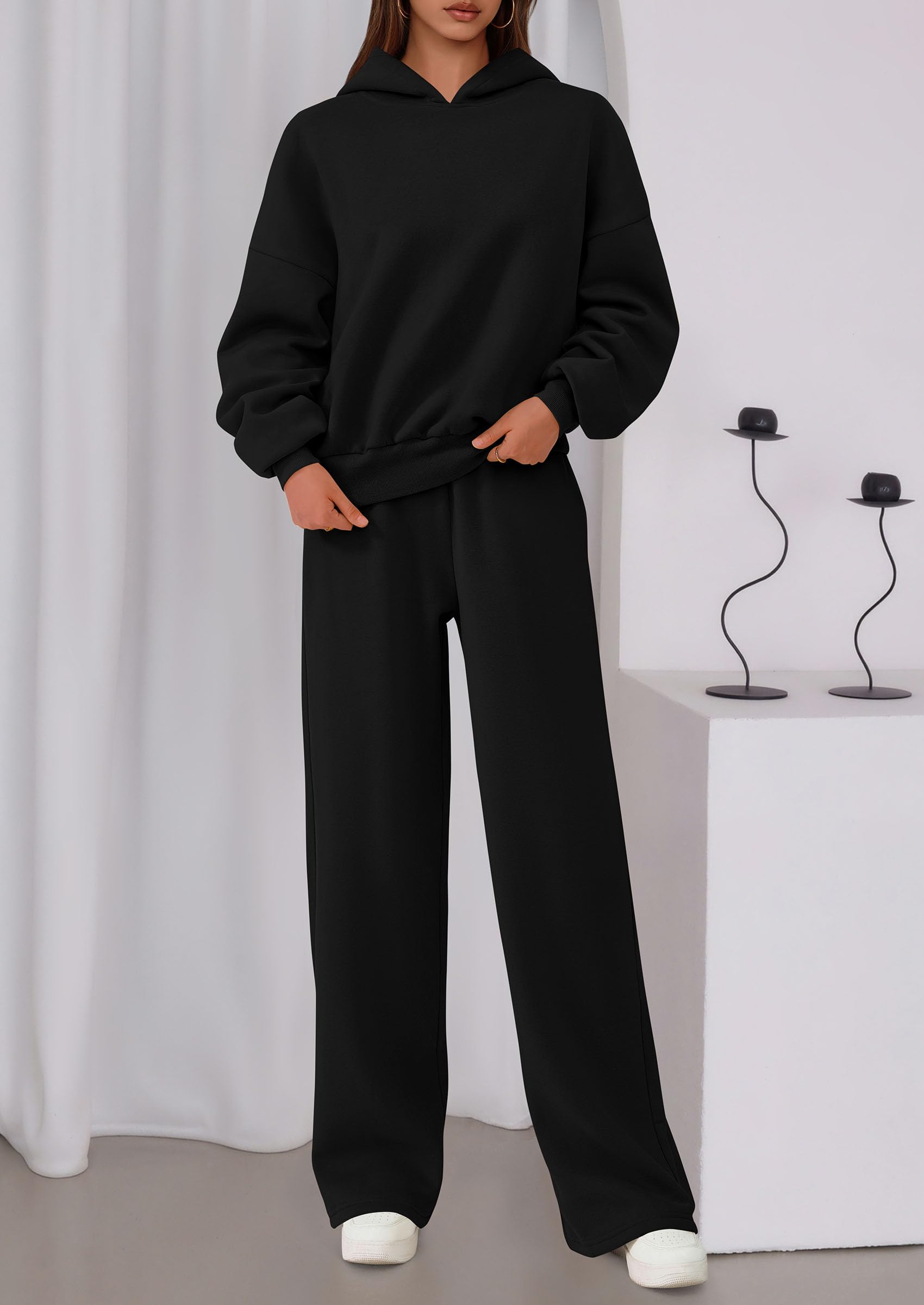 PRETTYGARDEN Womens Sweatsuits 2 Piece Set Casual Winter Long Sleeve Hoodie Loose Wide Leg Sweatpants Fall Tracksuit