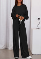 PRETTYGARDEN Womens 2 Piece Sets Long Sleeve Sweatshirt Wide Leg Pants Loose Matching Lounge Set Trendy Fall Outfits