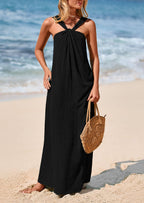PRETTYGARDEN Womens Casual Long Summer Dresses Sleeveless Strappy Loose Flowy Beach Vacation Maxi Dress with Pockets