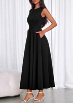 PRETTYGARDEN Sleeveless Crewneck Summer Maxi Dresses for Women Elegant Classy Semi Formal A Line Modest Party Dress