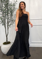 PRETTYGARDEN Women's Summer Maxi Dress Casual Boho Sleeveless Spaghetti Strap Smocked Tiered Long Beach Sundresses