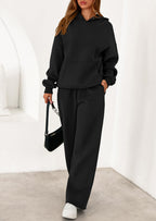 PRETTYGARDEN Women's 2 Piece Outfits Fall Sweatsuits Oversized Hoodies Wide Leg Sweatpants Tracksuits Lounge Matching Sets