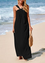 PRETTYGARDEN Womens Casual Long Summer Dresses Sleeveless Strappy Loose Flowy Beach Vacation Maxi Dress with Pockets
