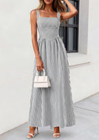 PRETTYGARDEN Women's Maxi Striped Dress Summer Sleeveless Square Neck Smocked A Line Long Flowy Spring Vacation Sundress