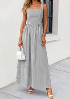 PRETTYGARDEN Women's Maxi Striped Dress Summer Sleeveless Square Neck Smocked A Line Long Flowy Spring Vacation Sundress