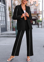 PRETTYGARDEN 2 Piece Blazer Outfits Business Casual Oversized Jacket Wide Leg Work Pants Dressy Suit Set