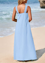 PRETTYGARDEN Womens Casual Long Summer Dresses Sleeveless Strappy Loose Flowy Beach Vacation Maxi Dress with Pockets