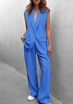 PRETTYGARDEN Women's 2 Piece Outfits Sleeveless Suit Vest and Wide Leg Pants Business Casual Blazer Sets