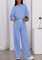 PRETTYGARDEN Womens 2 Piece Sets Long Sleeve Sweatshirt Wide Leg Pants Loose Matching Lounge Set Trendy Fall Outfits