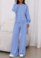 PRETTYGARDEN Womens 2 Piece Sets Long Sleeve Sweatshirt Wide Leg Pants Loose Matching Lounge Set Trendy Fall Outfits