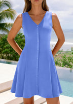 PRETTYGARDEN Short Summer Dresses for Women Casual A Line V Neck Vacation Beach Dress
