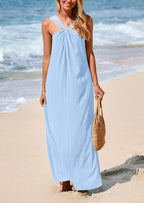 PRETTYGARDEN Womens Casual Long Summer Dresses Sleeveless Strappy Loose Flowy Beach Vacation Maxi Dress with Pockets
