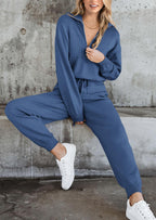 PRETTYGARDEN Women's 2 Piece Sweater Set Pullover Zip Up Sweatshirt Jogger Sweatpants Tracksuit Casual Outfit