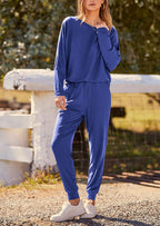 PRETTYGARDEN Women's Fall 2 Piece Lounge Set Long Sleeve Tops Ribbed Pants Spring Matching Sweatsuit Travel Outfits Clothes