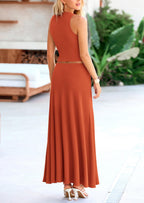 PRETTYGARDEN 2 Piece Maxi Skirt Sets Casual Knit Cropped Tank Top High Waisted Long Skirts Outfit
