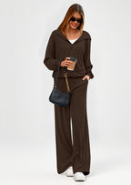 PRETTYGARDEN Women's 2 Piece Fall Lounge Sets Zip Up Hoodie Wide Leg Pants Tracksuit Matching Travel Outfits Clothes