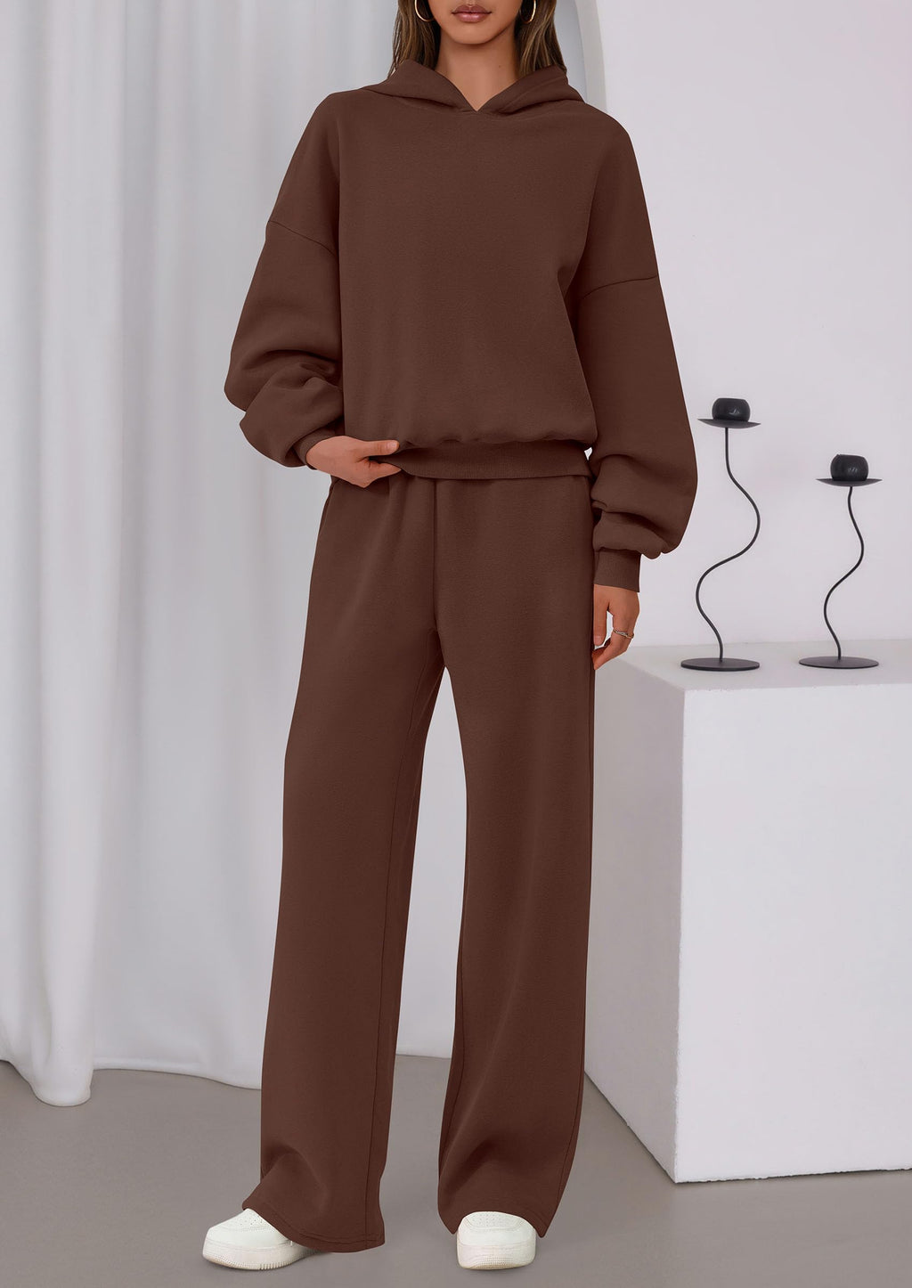 PRETTYGARDEN Womens Sweatsuits 2 Piece Set Casual Winter Long Sleeve Hoodie Loose Wide Leg Sweatpants Fall Tracksuit