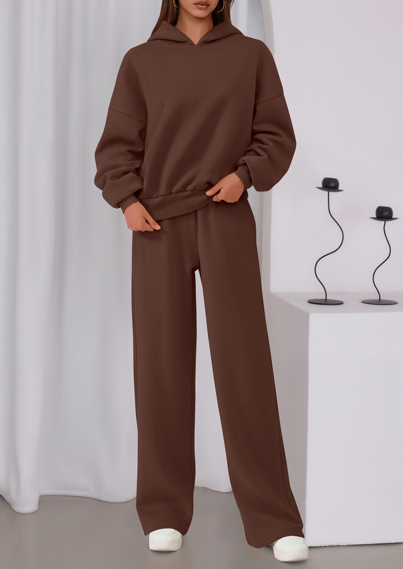 PRETTYGARDEN Womens Sweatsuits 2 Piece Set Casual Winter Long Sleeve Hoodie Loose Wide Leg Sweatpants Fall Tracksuit