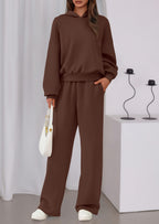 PRETTYGARDEN Womens Sweatsuits 2 Piece Set Casual Winter Long Sleeve Hoodie Loose Wide Leg Sweatpants Fall Tracksuit
