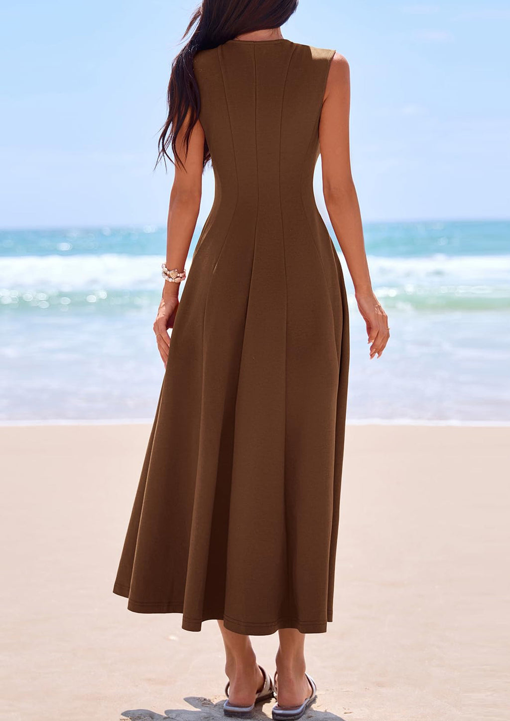 PRETTYGARDEN Sleeveless Crewneck Summer Maxi Dresses for Women Elegant Classy Semi Formal A Line Modest Party Dress