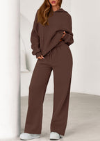PRETTYGARDEN Women's 2 Piece Outfits Fall Sweatsuits Oversized Hoodies Wide Leg Sweatpants Tracksuits Lounge Matching Sets