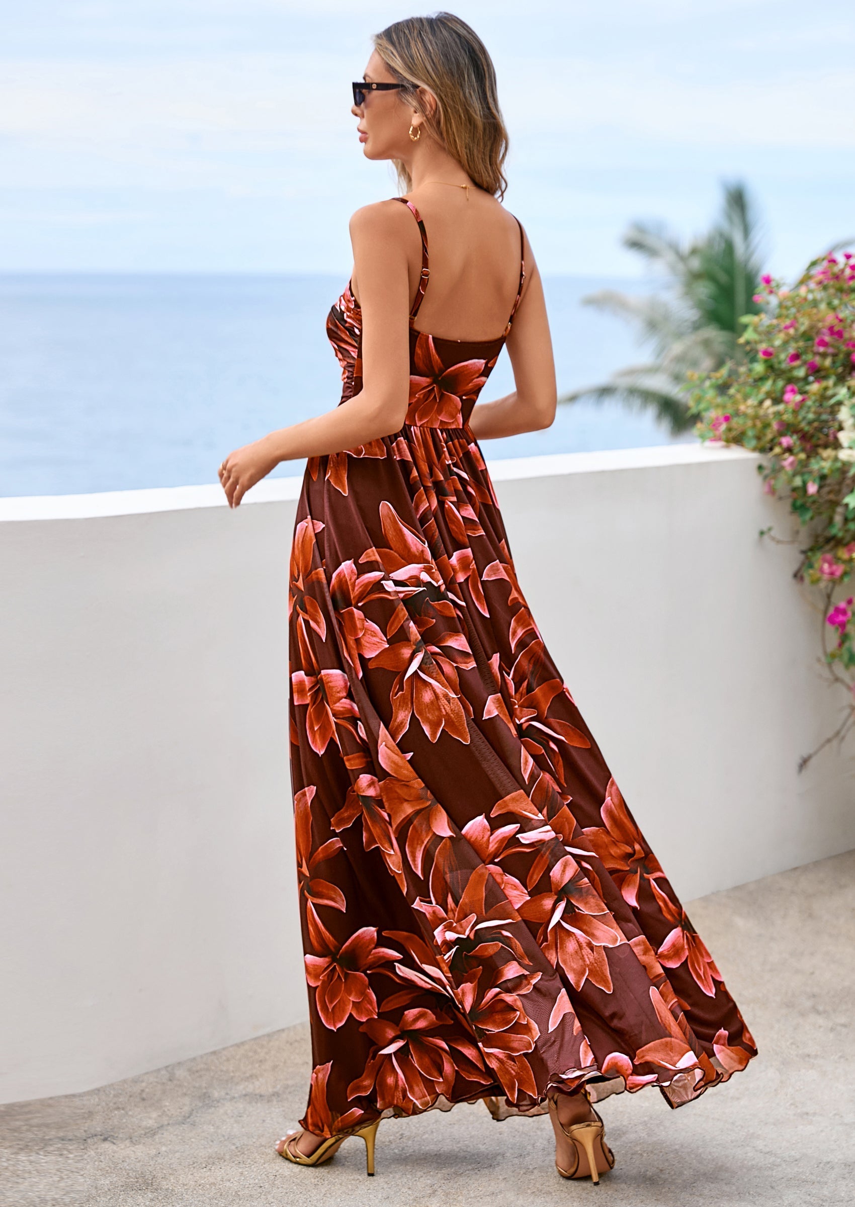 PRETTYGARDEN Women's Floral Maxi Dress Summer Outfits Spaghetti Strap Flowy Long Sundress Beach Vacation Boho Dresses
