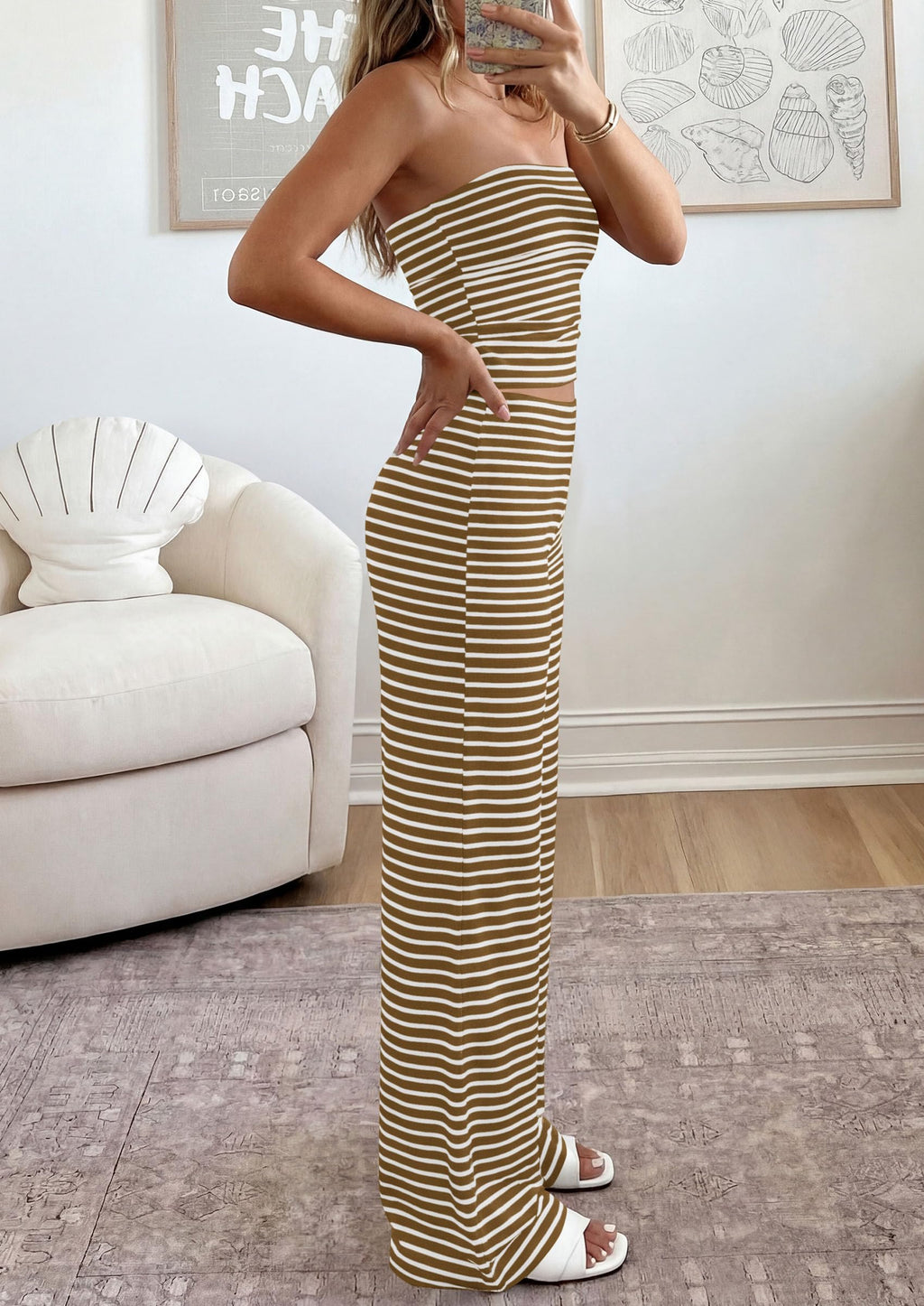 PRETTYGARDEN Summer Sets Women 2 Piece Outfits Matching Striped Loungewear Spring Airport Travel Beach Vacation Clothes